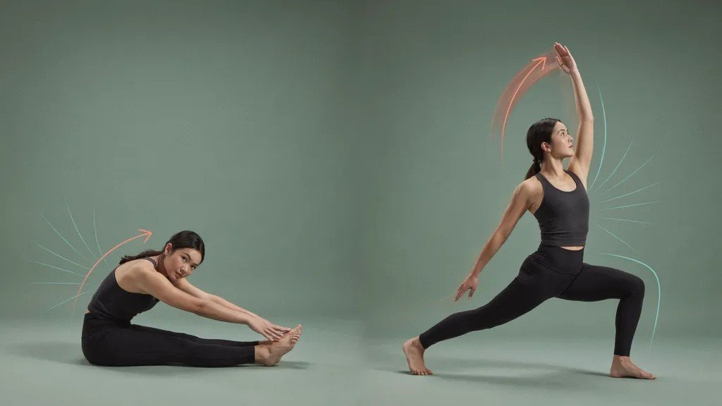 Illustration showing stretching improving movement and supporting weight loss habits.