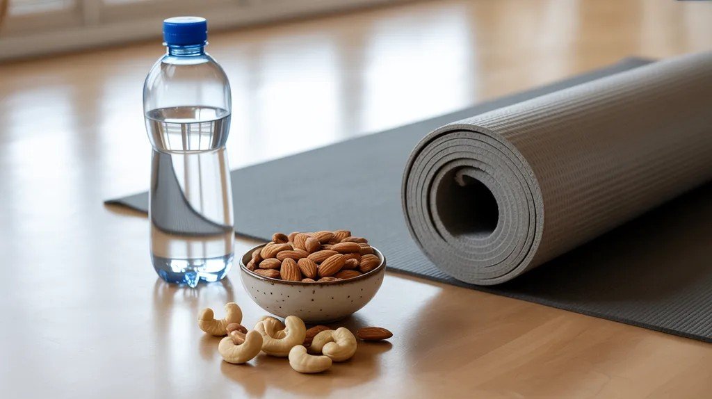 Small handful of nuts as a light pre-hot yoga energy snack.