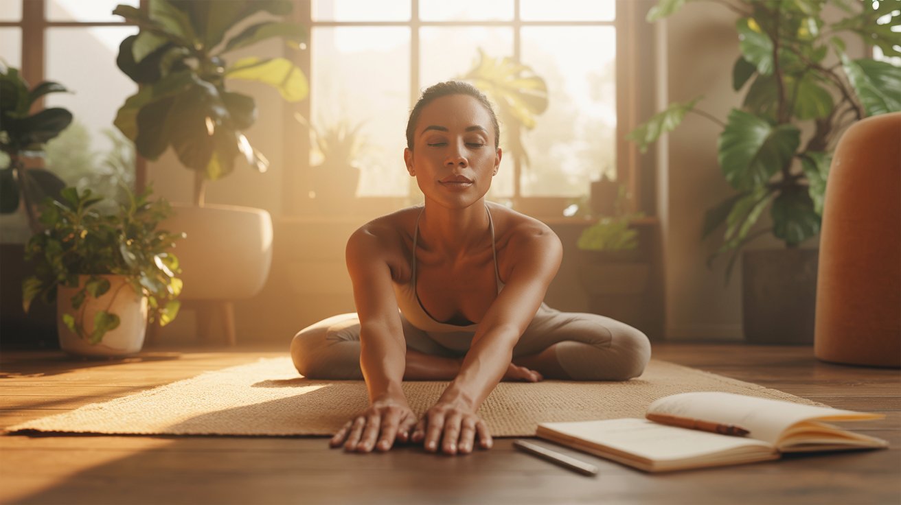 Adult engaging in holistic wellness practices that support mind, body, and emotional balance.