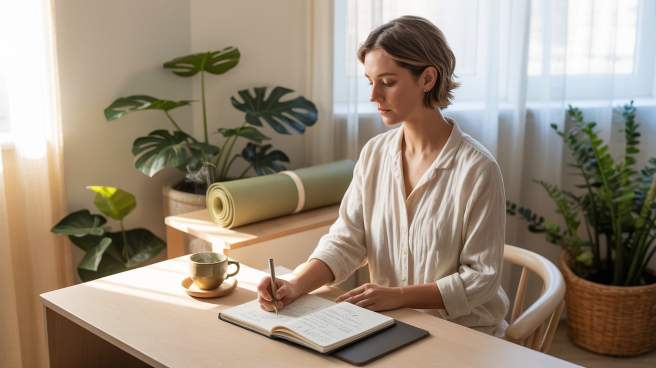 Adult following a consistent daily self-care routine for overall wellness.