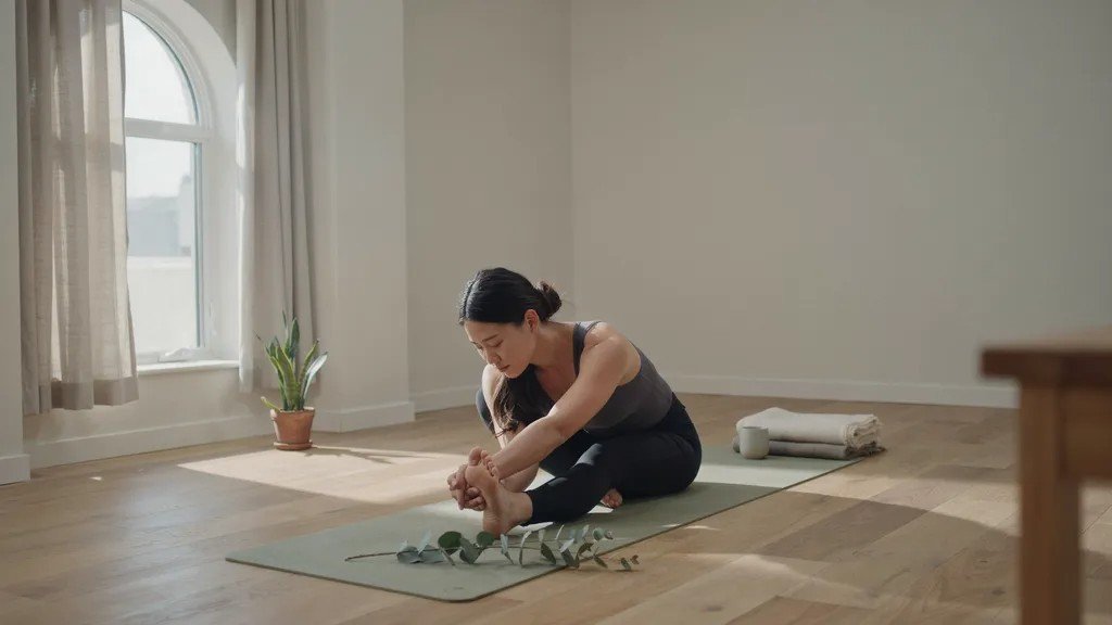 Person practicing Seated Forward Bend to calm the mind and stretch the body.