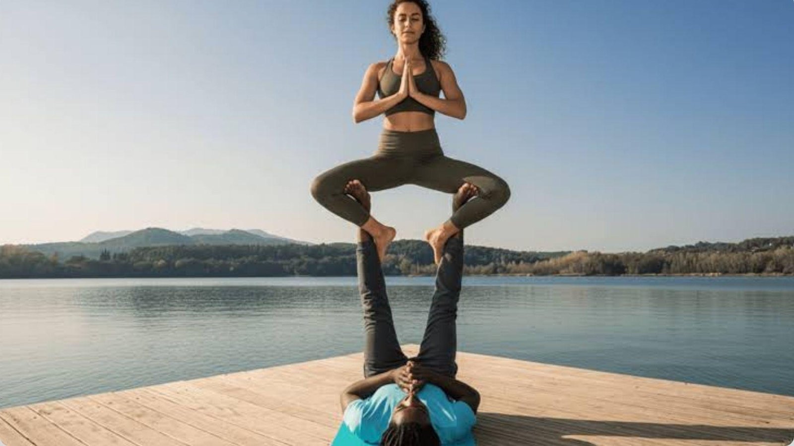 Straddle throne is one of the Best Acro Yoga Poses for Beginners