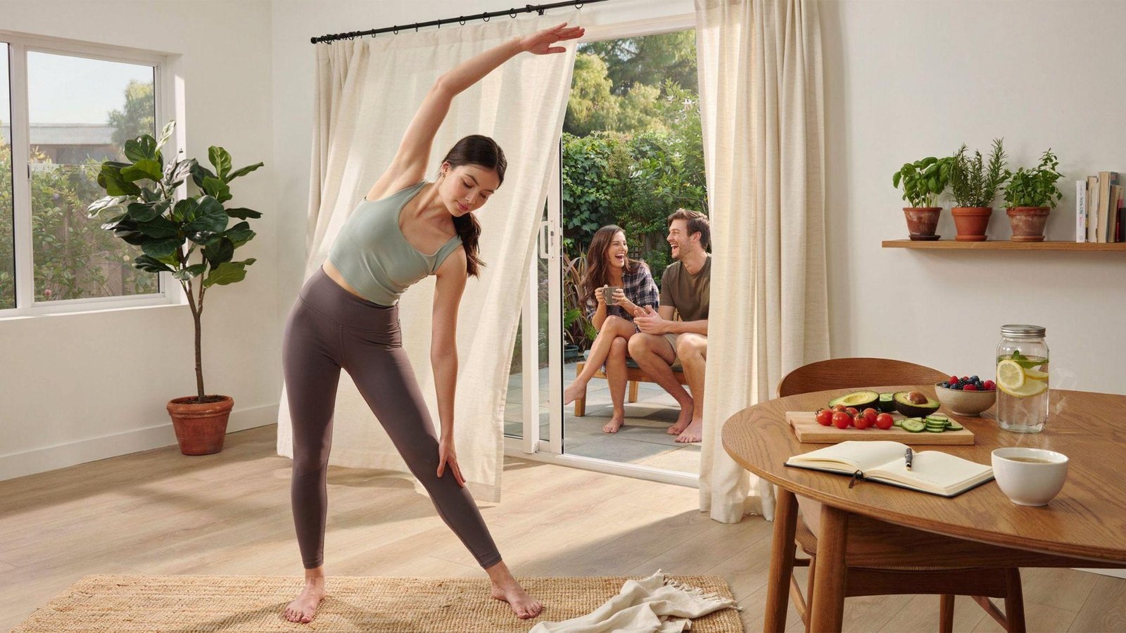 Adult practicing healthy habits that connect physical health, mental well-being, and overall wellness through a balanced lifestyle.