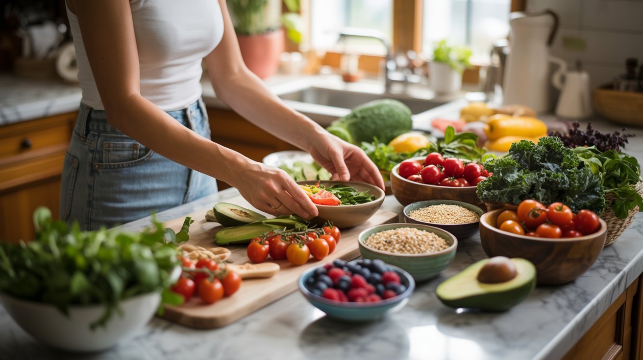 Healthy meal planning with fresh ingredients for balanced nutrition.