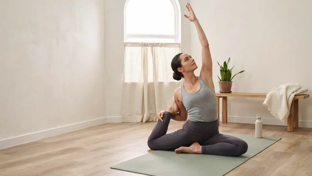 Twisted Swan Pose variation with spinal rotation.